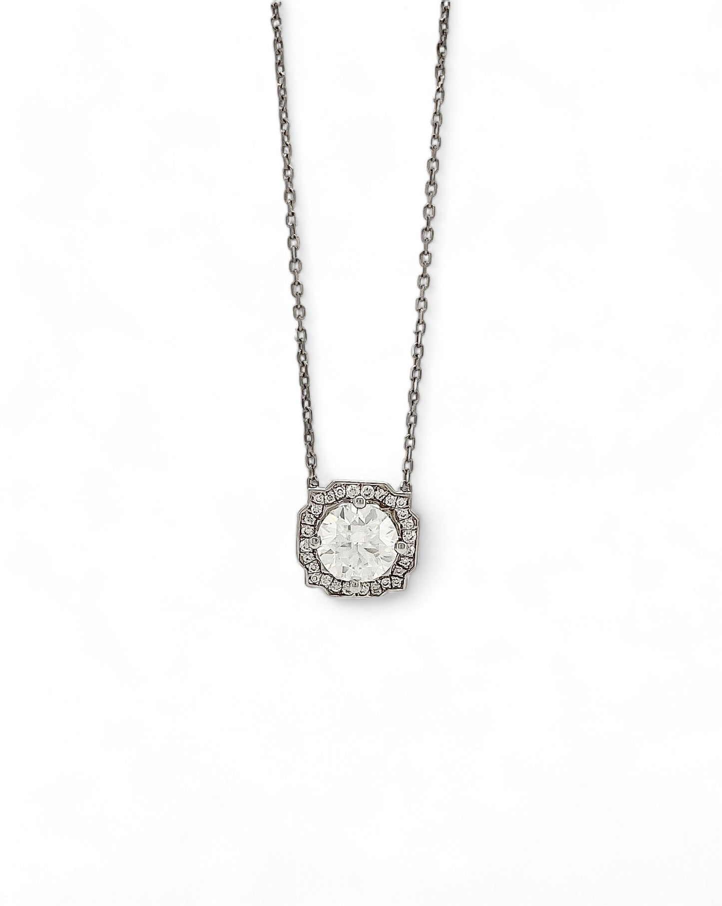 Empress Aura Round Moissanite Necklace