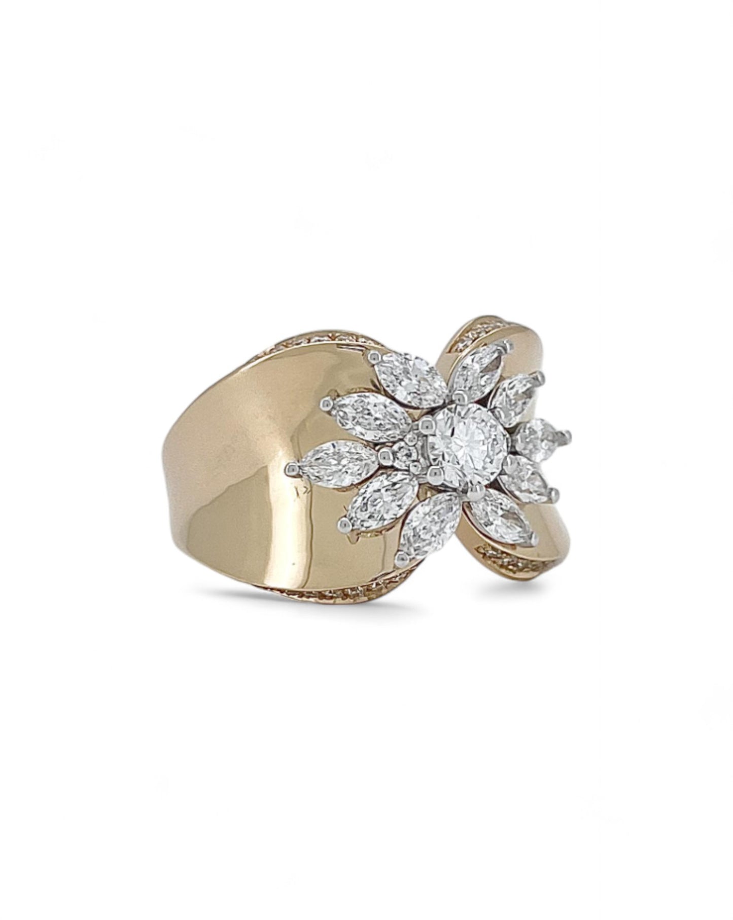 Heirloom Sunburst Bloom Statement Diamond Ring