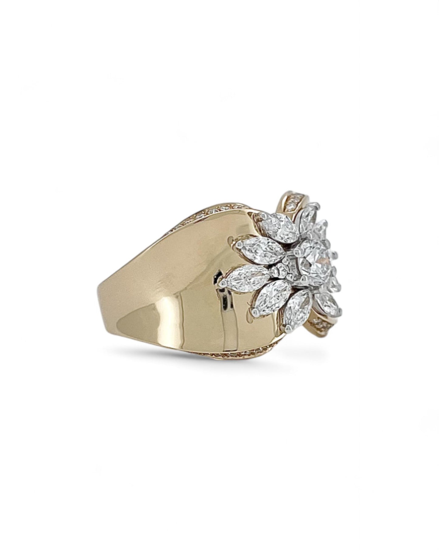 Heirloom Sunburst Bloom Statement Diamond Ring