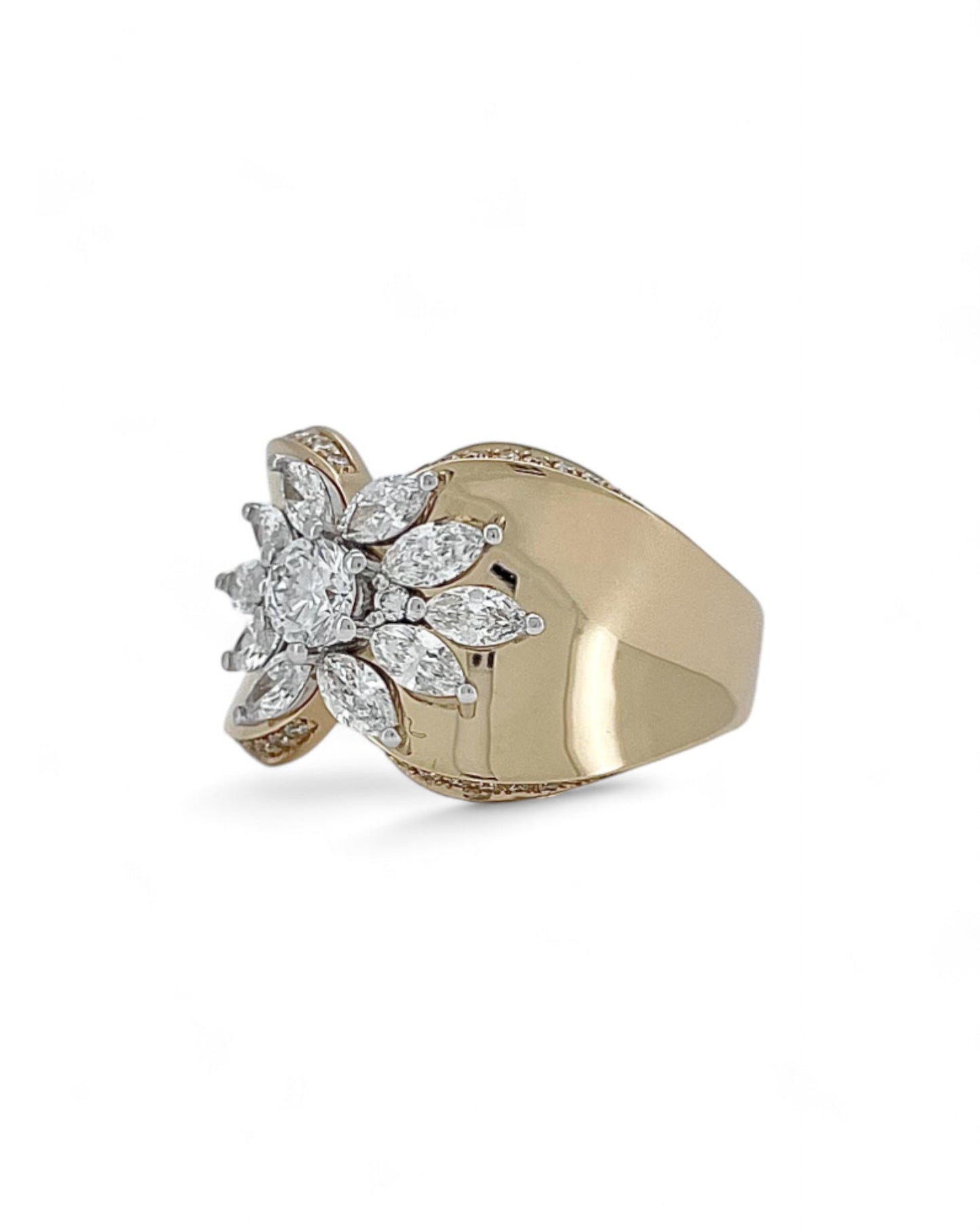 Heirloom Sunburst Bloom Statement Diamond Ring