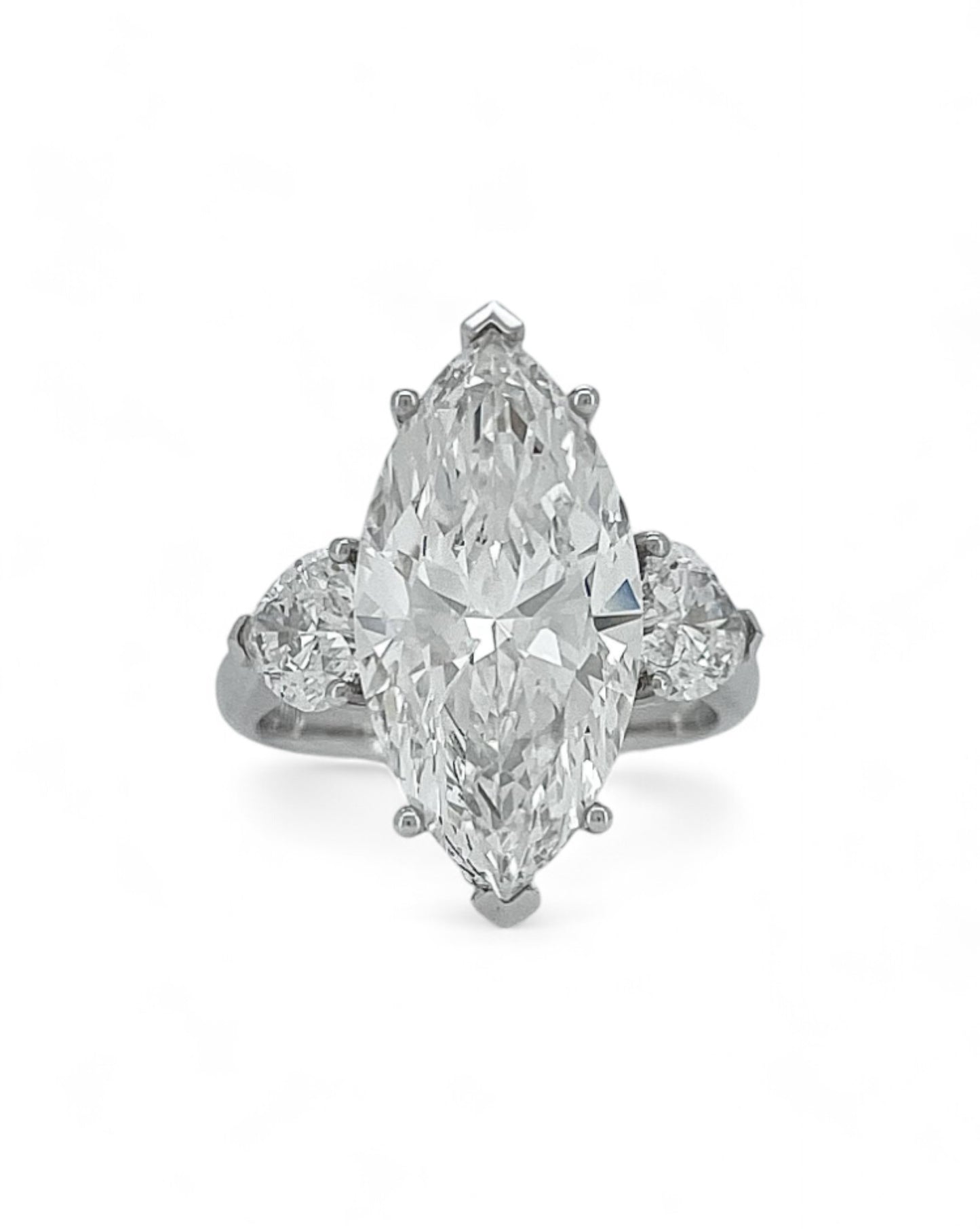 Elegance Marquise Diamond Ring with Heart Side Stones