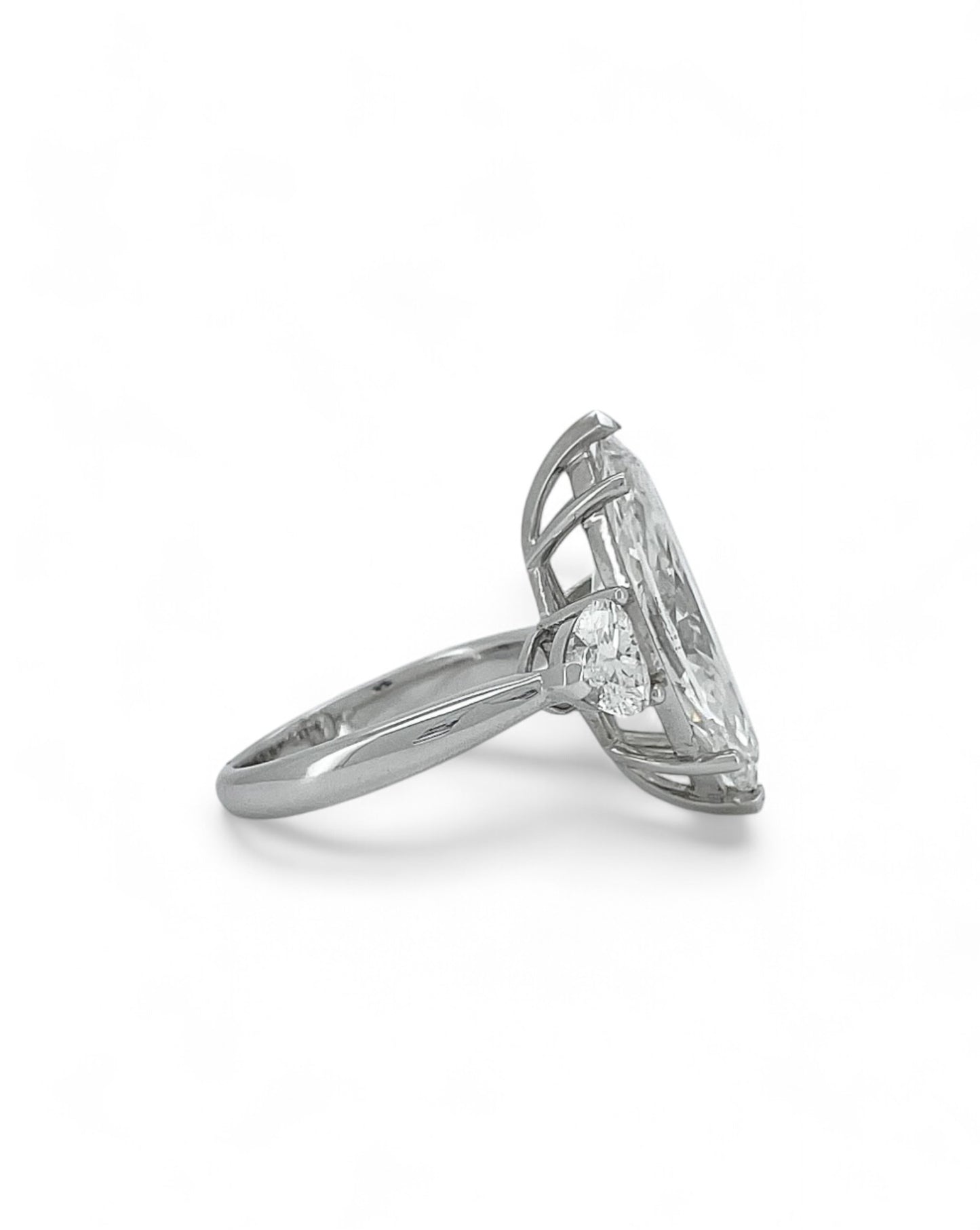 Elegance Marquise Diamond Ring with Heart Side Stones