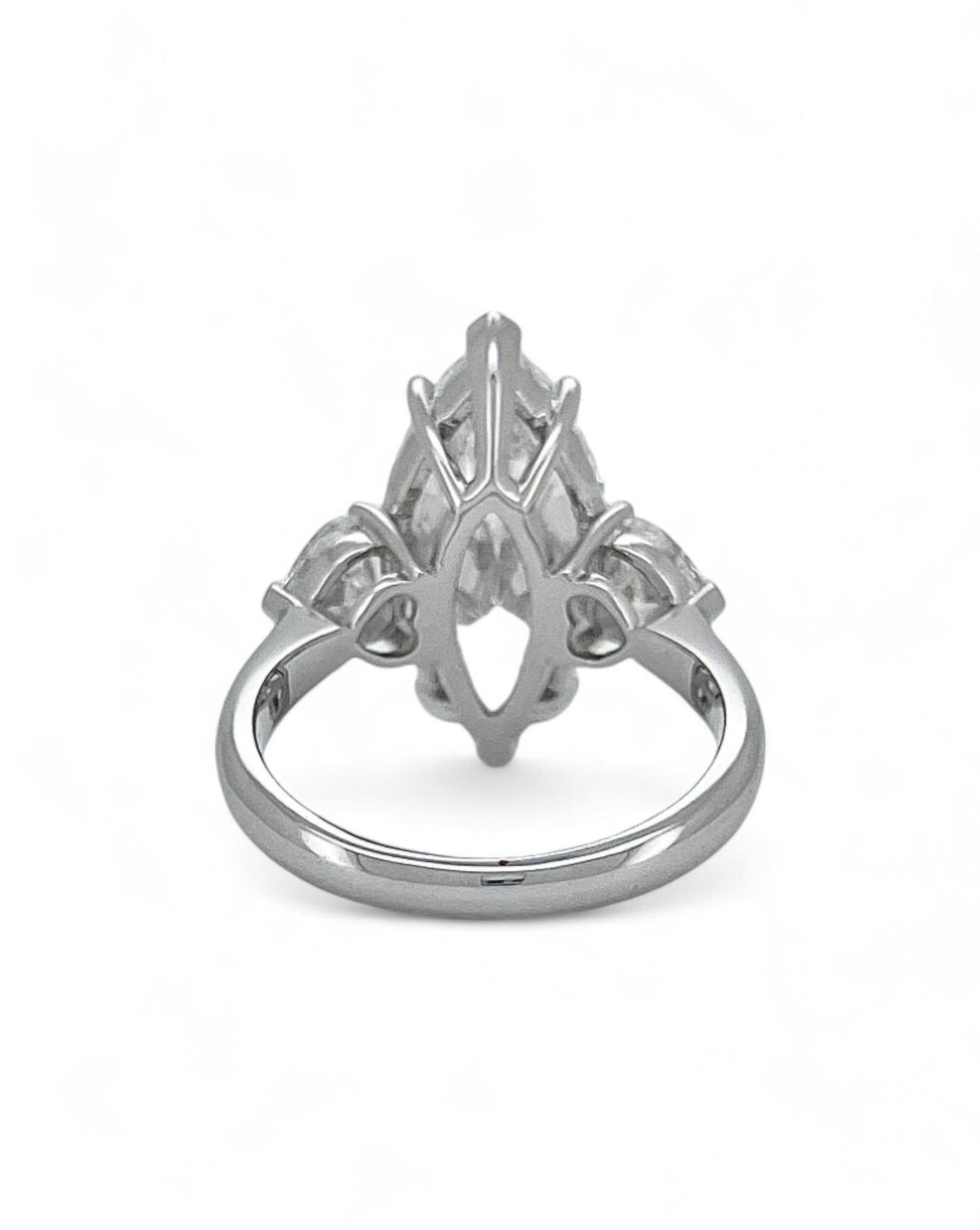 Elegance Marquise Diamond Ring with Heart Side Stones