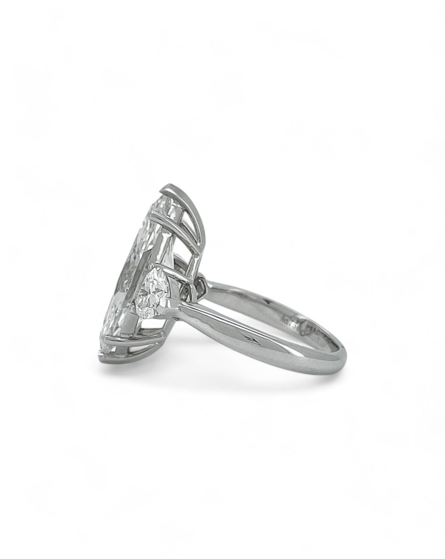 Elegance Marquise Diamond Ring with Heart Side Stones