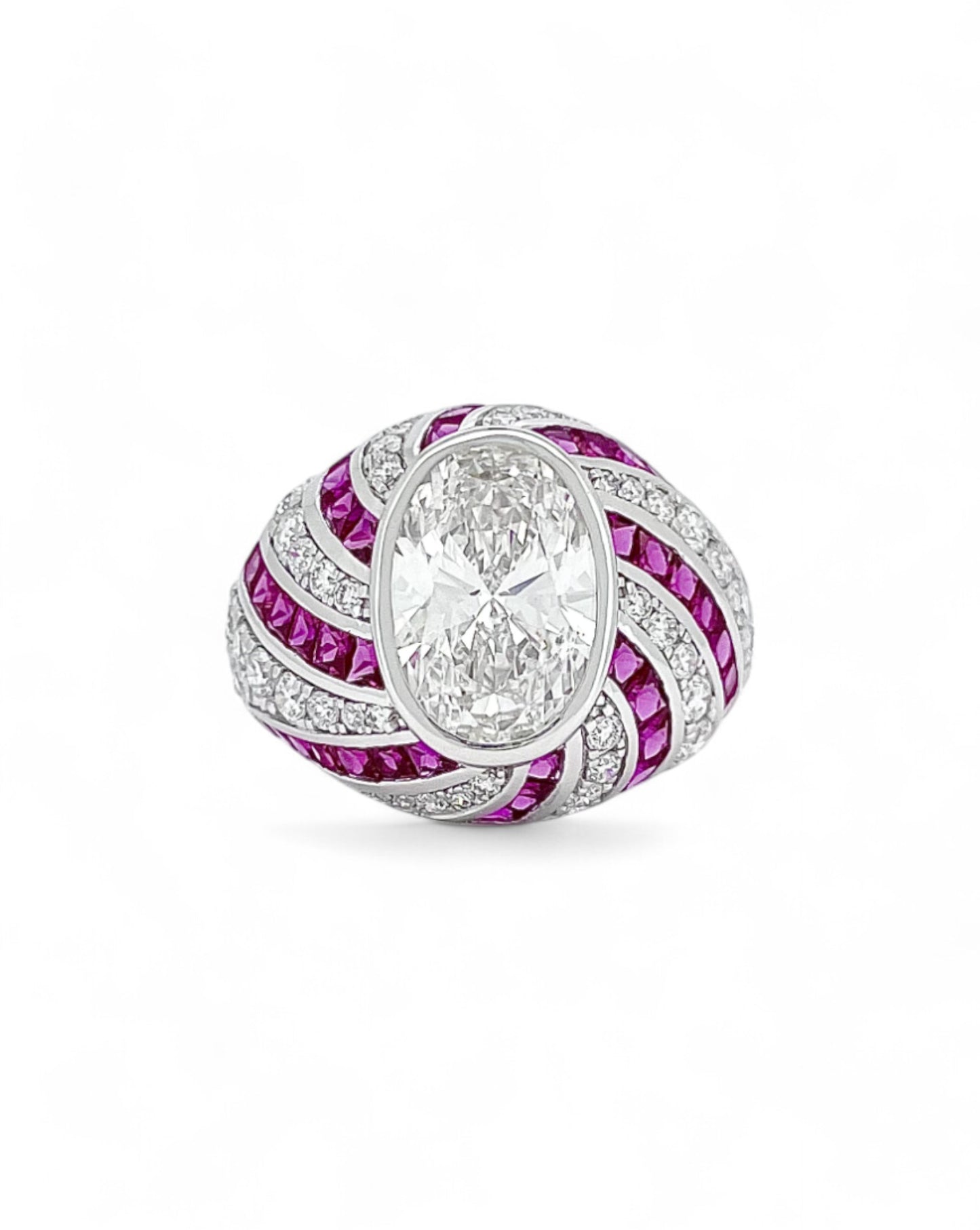 Heirloom Peppermint Oval-cut Diamond & Ruby Ring