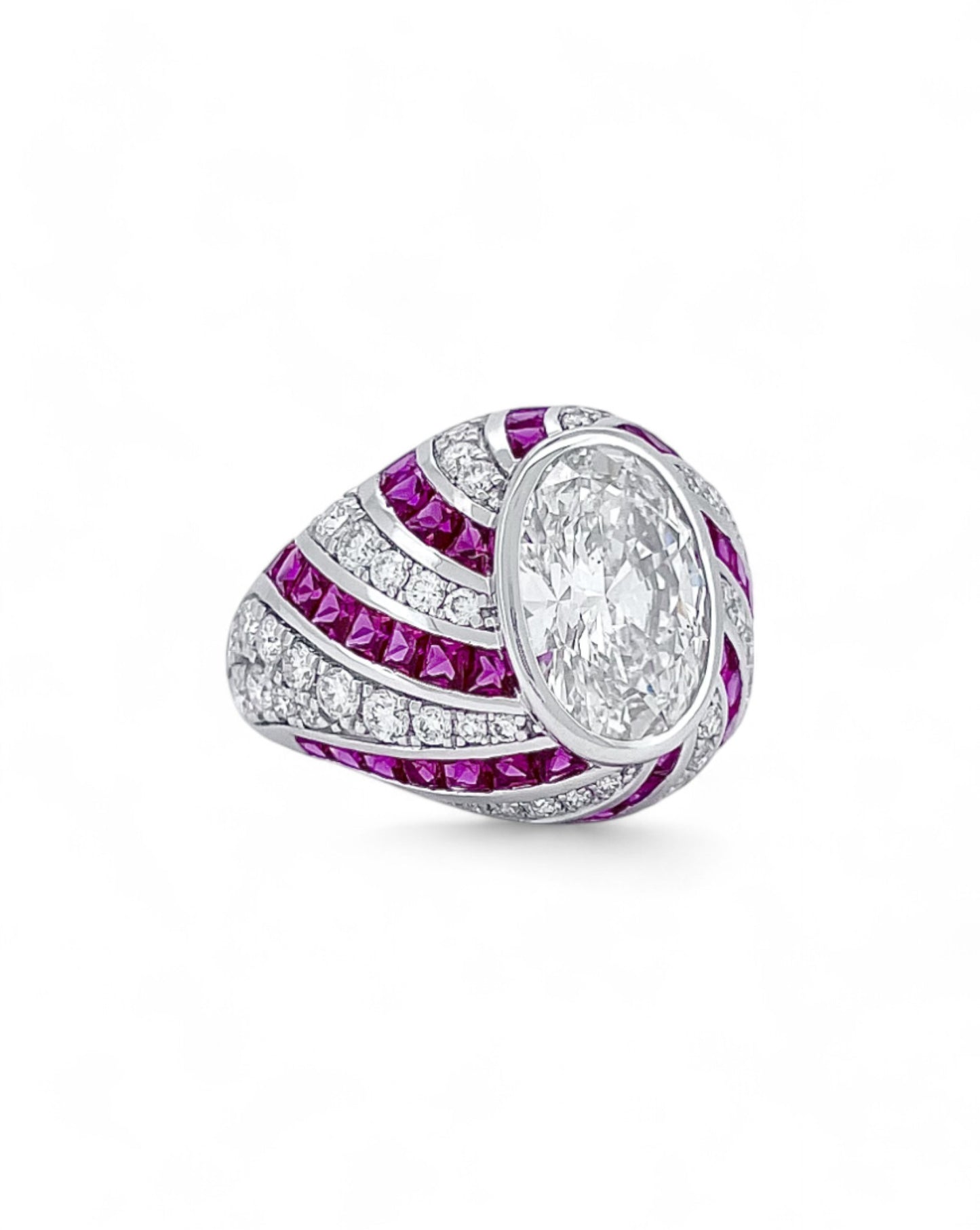 Heirloom Peppermint Oval-cut Diamond & Ruby Ring