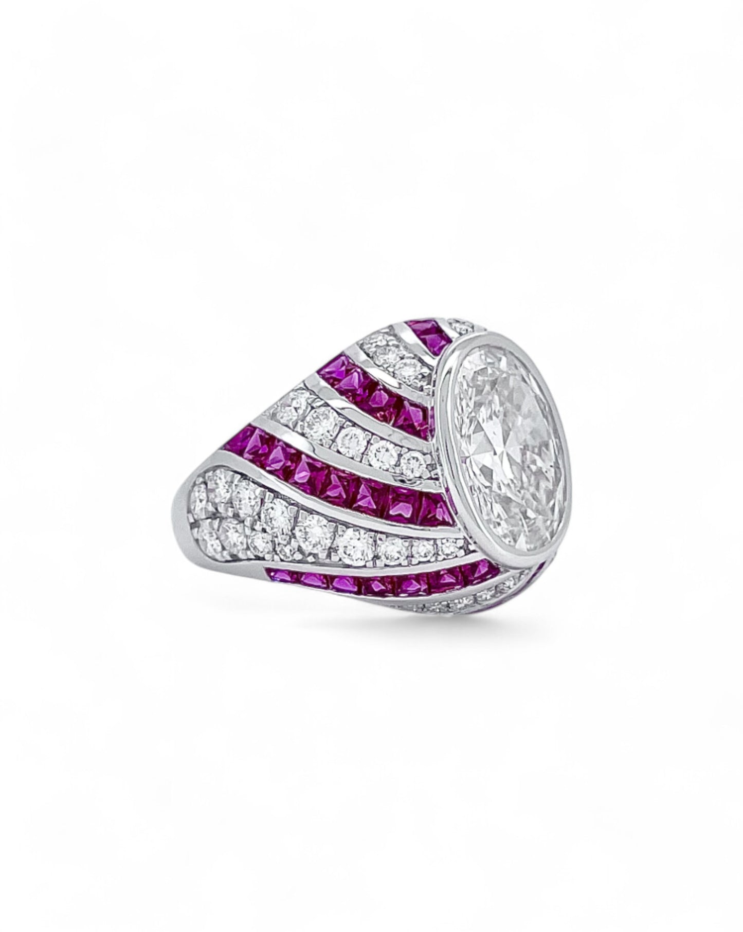 Heirloom Peppermint Oval-cut Diamond & Ruby Ring