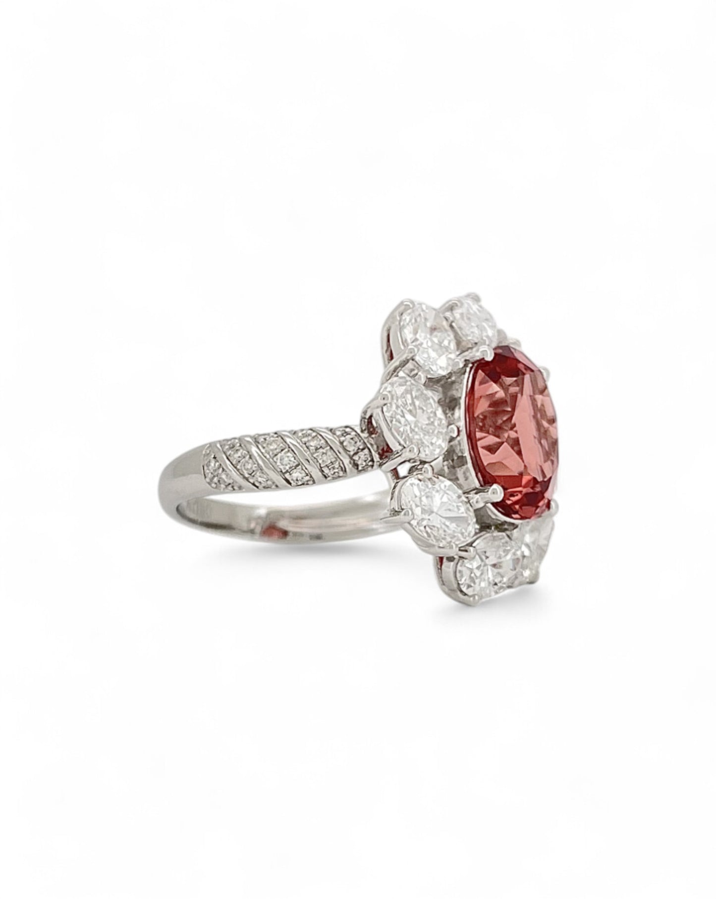 Heirloom Coral Dahlia Padparadscha Sapphire Ring