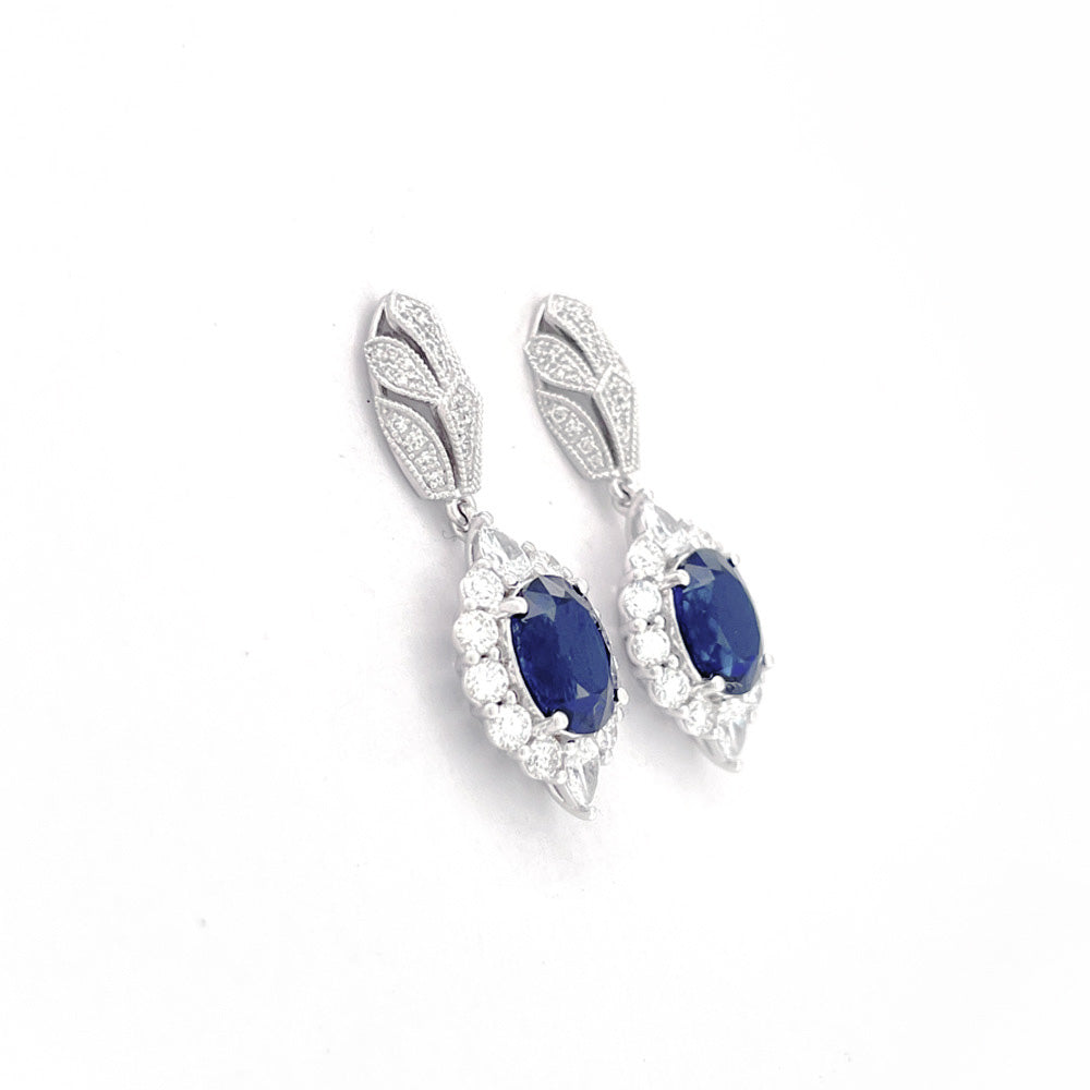 Heirloom Antique-Inspired 3.51 Carat Sapphire Earrings