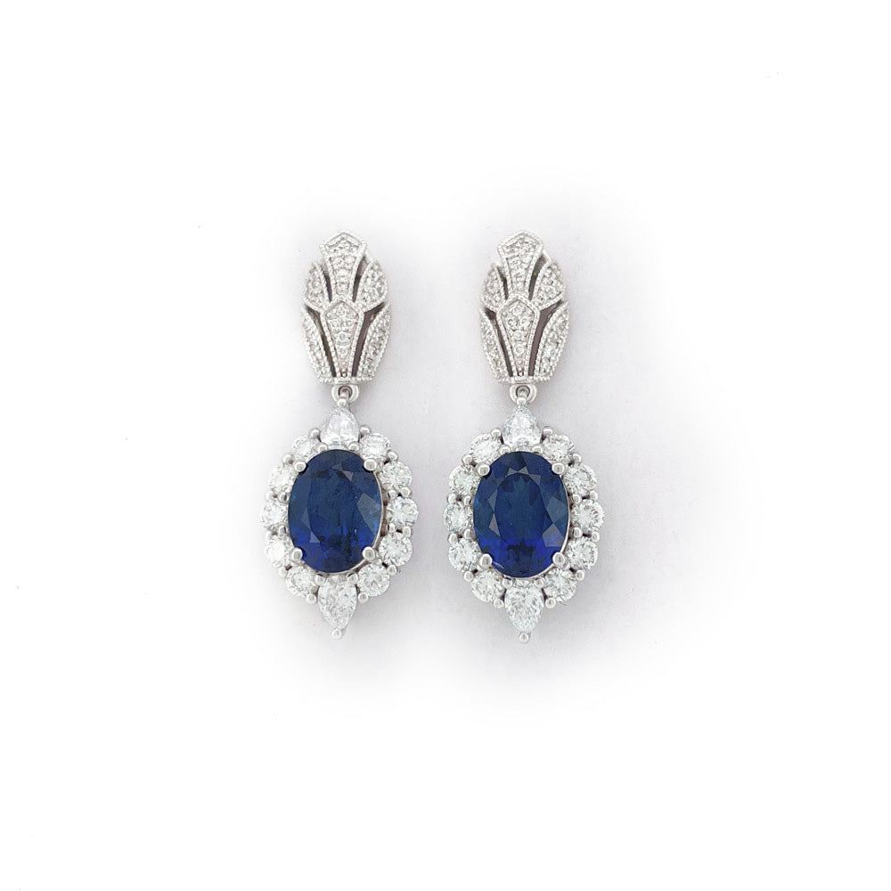 Heirloom Antique-Inspired 3.51 Carat Sapphire Earrings