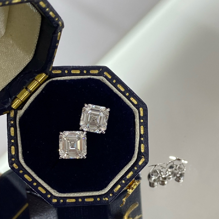 Moonlight Asscher-Cut Diamond Stud Earrings
