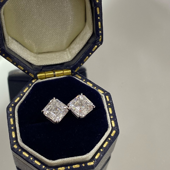 Moonlight Asscher-Cut Diamond Stud Earrings
