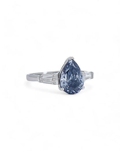 Elegance Blue Pear Moissanite Ring