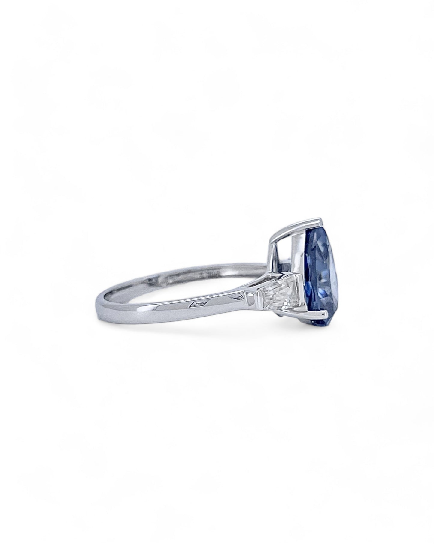 Elegance Blue Pear Moissanite Ring