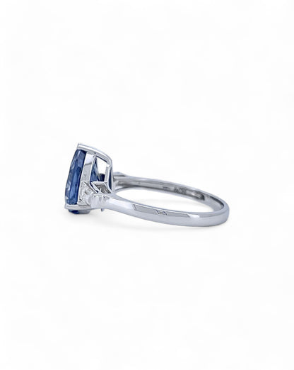 Elegance Blue Pear Moissanite Ring