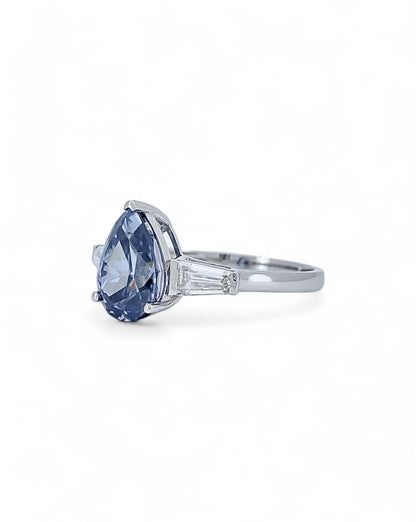 Elegance Blue Pear Moissanite Ring