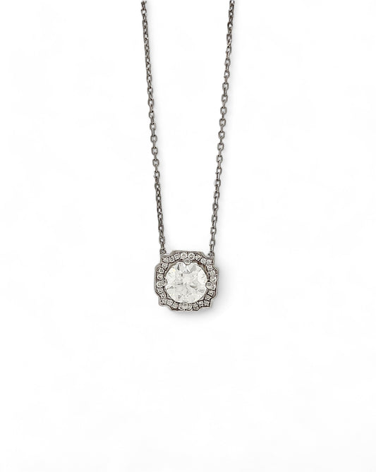 Empress Aura Round Moissanite Necklace