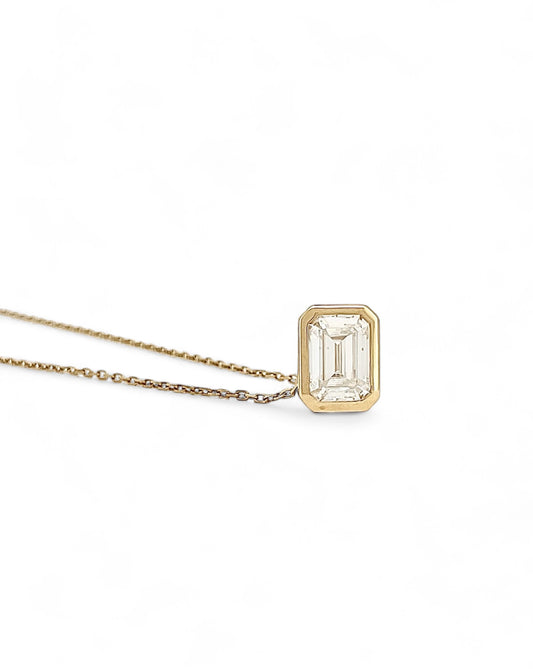 Tipsy Emerald Cut Moissanite Necklace