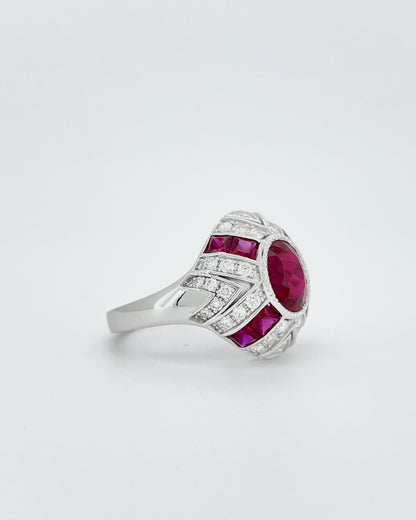 Heirloom Imperial Deco Ruby and Diamond Statement Ring