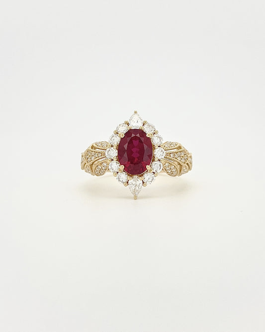 Heirloom Antique-Inspired 1.74 Carat Ruby Ring