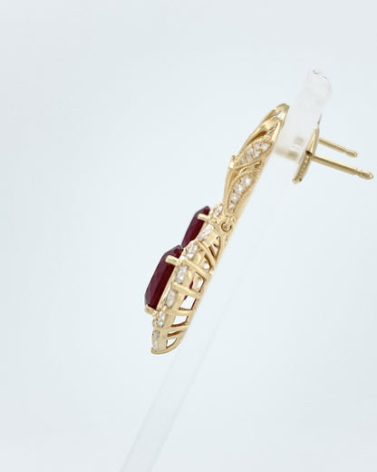 Heirloom Antique-Inspired 3.51 Carat Ruby Earrings