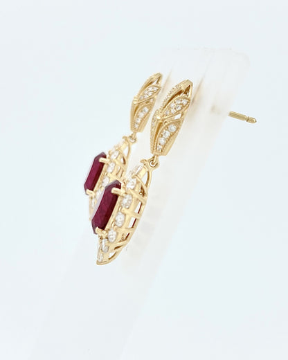 Heirloom Antique-Inspired 3.51 Carat Ruby Earrings