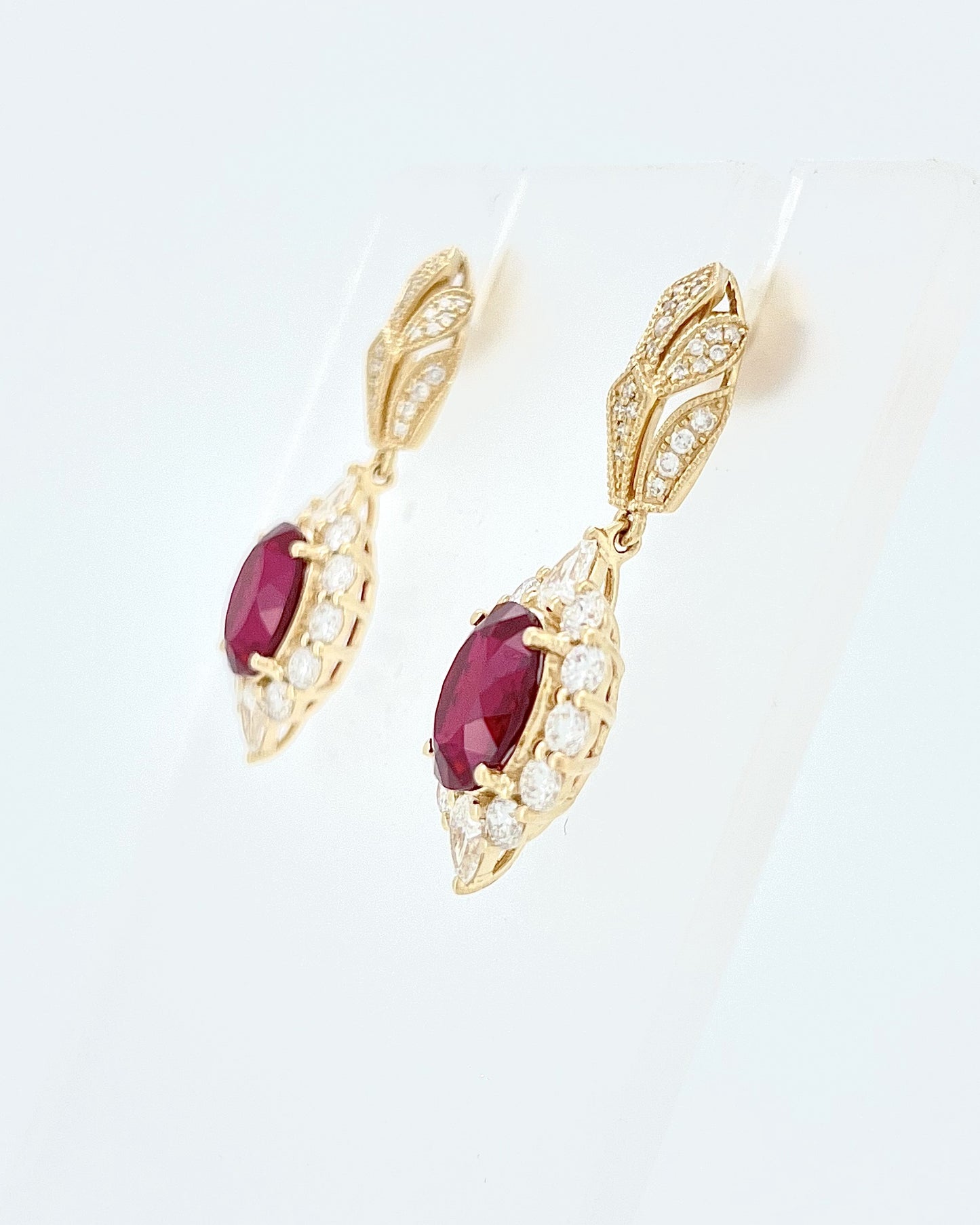 Heirloom Antique-Inspired 3.51 Carat Ruby Earrings