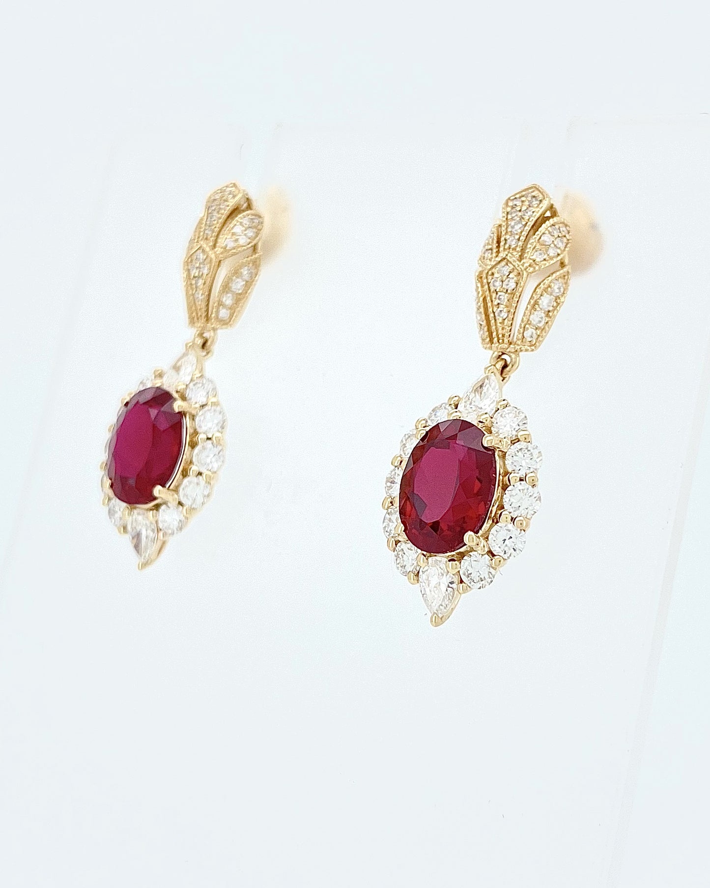 Heirloom Antique-Inspired 3.51 Carat Ruby Earrings