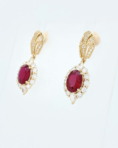 Heirloom Antique-Inspired 3.51 Carat Ruby Earrings