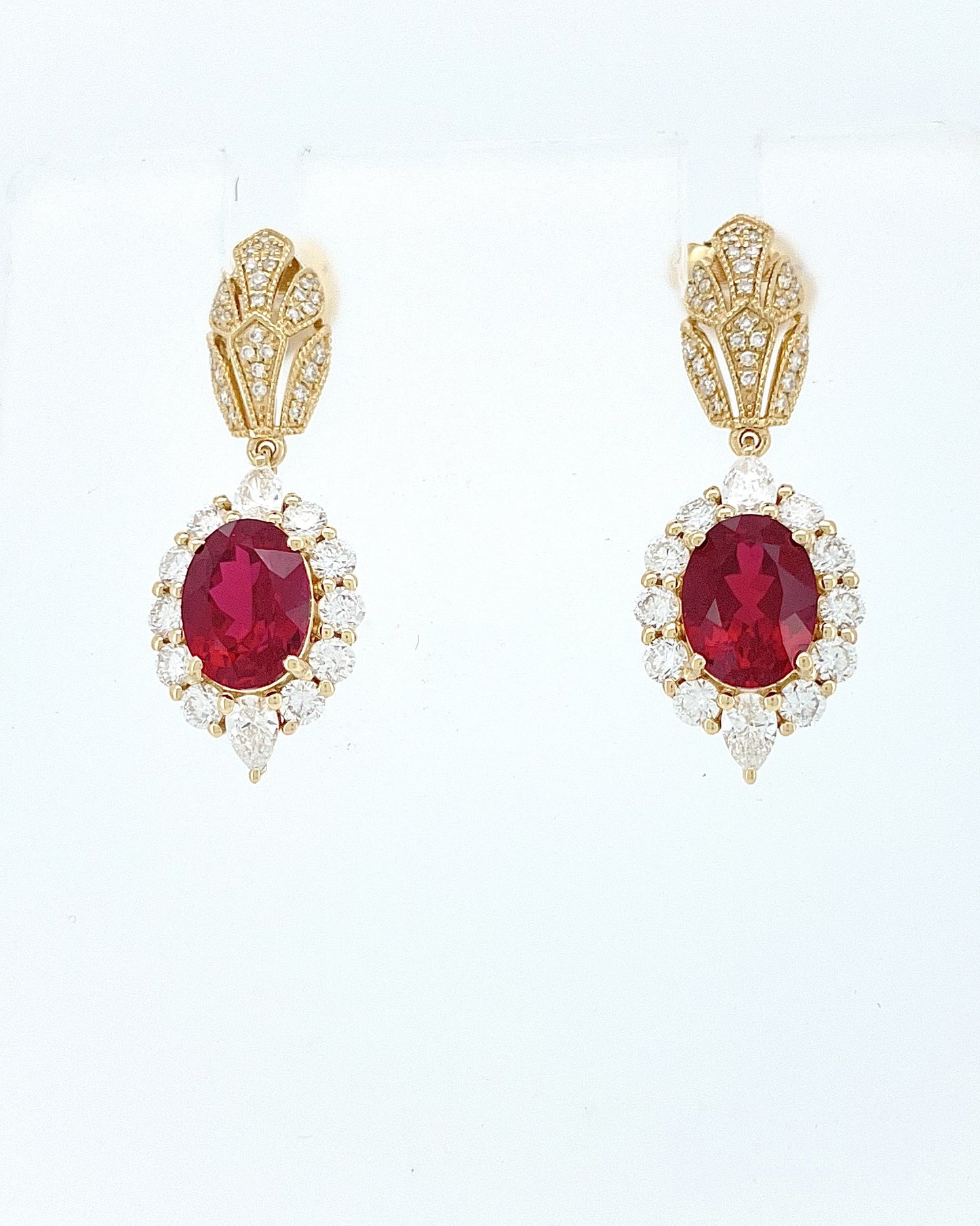 Heirloom Antique-Inspired 3.51 Carat Ruby Earrings