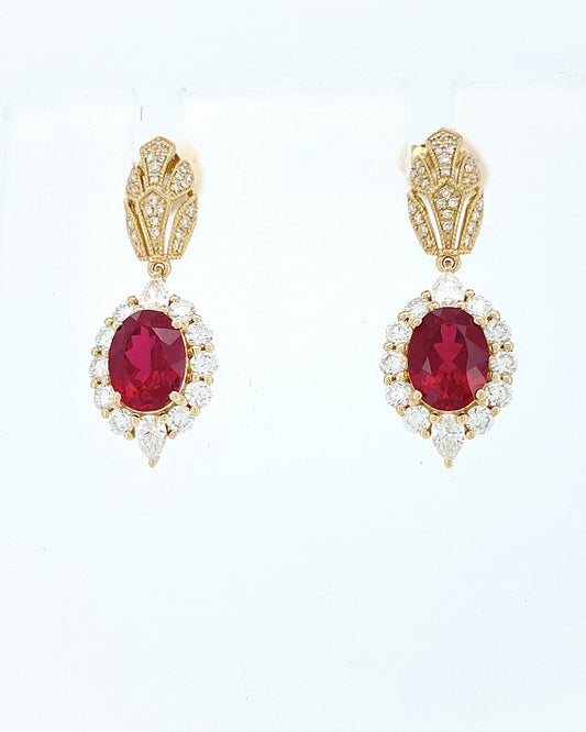 Heirloom Antique-Inspired 3.51 Carat Ruby Earrings