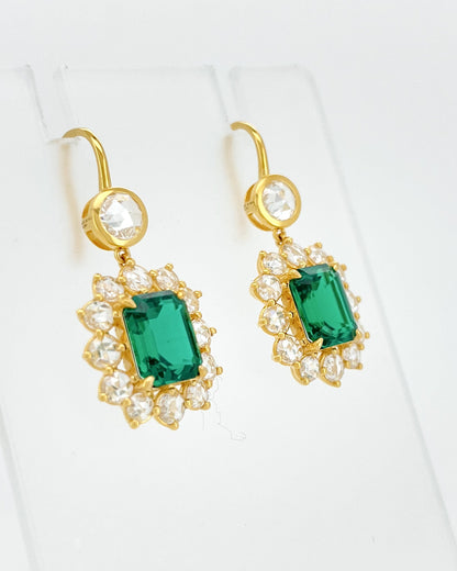 Heirloom Royal Garden Emerald and Diamond Drop Earrings