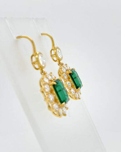Heirloom Royal Garden Emerald and Diamond Drop Earrings