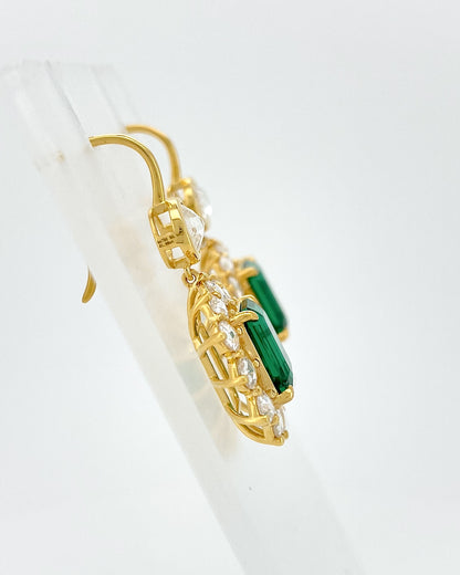Heirloom Royal Garden Emerald and Diamond Drop Earrings