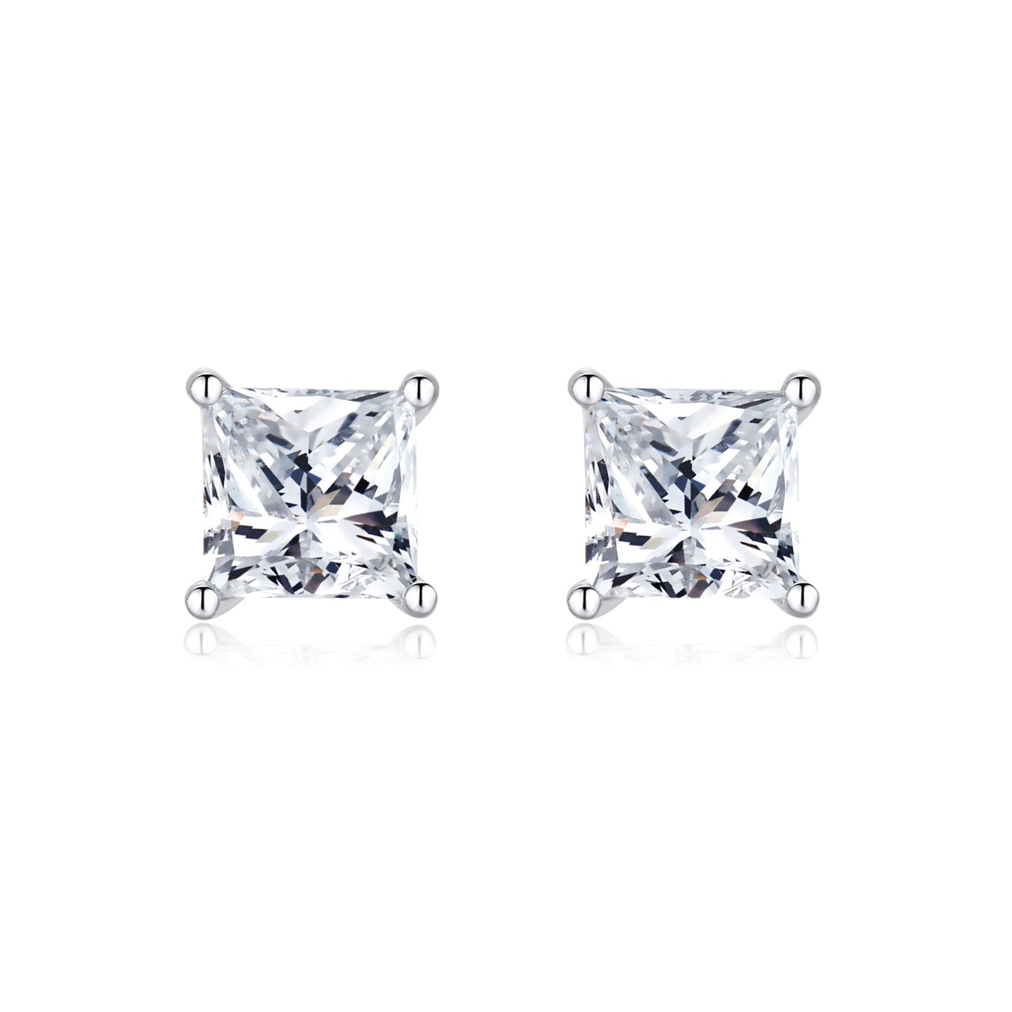 Moonlight Princess-Cut Diamond Solitaire Studs