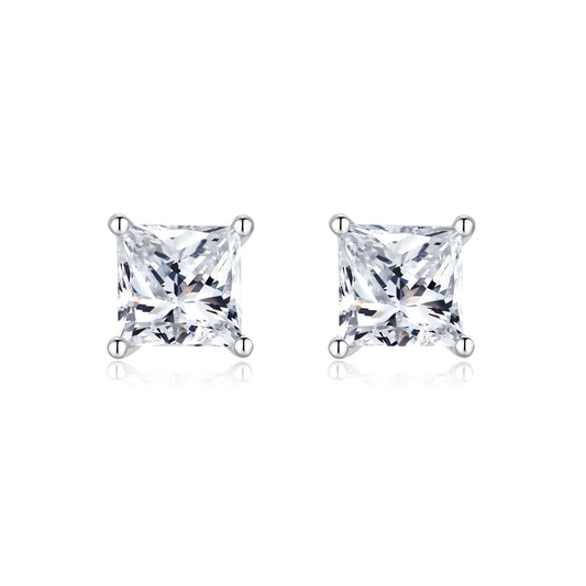 Moonlight Princess-Cut Diamond Solitaire Studs