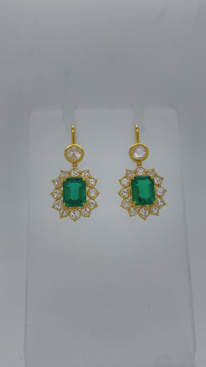 Heirloom Royal Garden Emerald and Diamond Drop Earrings