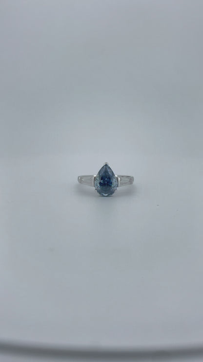 Elegance Blue Pear Moissanite Ring